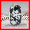 european Black Snowflake Glass Beads with Silver Shatter fit Largehole Jewelry Bracelet