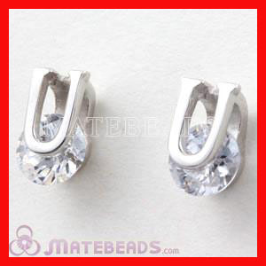 sterling silver CZ letter stud earrings