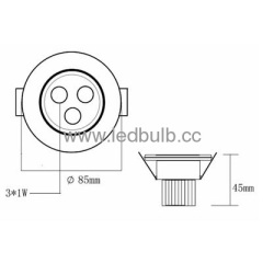 Dia.85mm 3x1w led round downlight