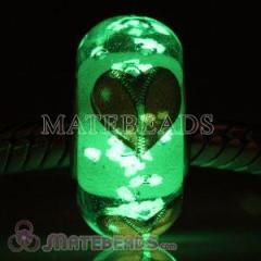 european Lampwork Glass Painted Zip Heart Fluorescent Bead