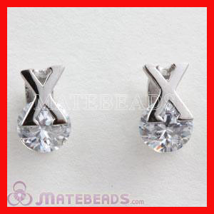 sterling silver CZ letter earrings