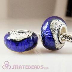 european Lampwork silver foil dark blue beads