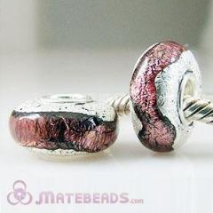 european Style Silver Foil Glass pink Beads Wholesale