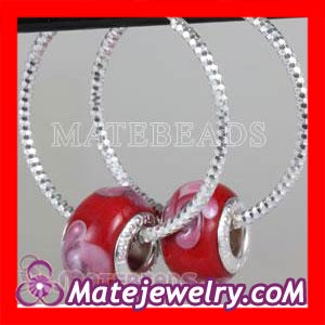 european Red Flower Glass bead earrings wholesale