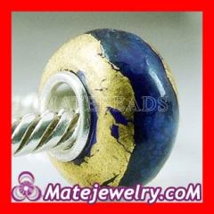 24K Gold Foil european Style Glass Charm Jewelry Beads Fit european Bracelet Jewelry