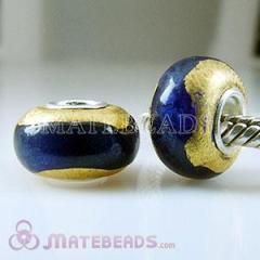 24K Gold Foil european Style Glass Charm Jewelry Beads Fit european Bracelet Jewelry