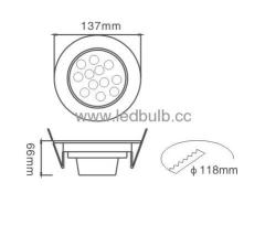 Dia.137mm 12x1w retrofit led downlight