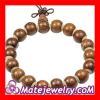 Shamballa 12mm Gold-Rimmed Wood Beads With Stick Bone Buddhist Prayer Bracelet Wrist Mala