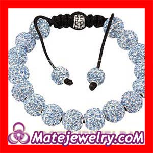 Shamballa Style Nialaya Blue Disco Crystal Ball Bead Alloy Crystal Bracelets