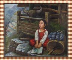 pure girl holding a kettle oil painting