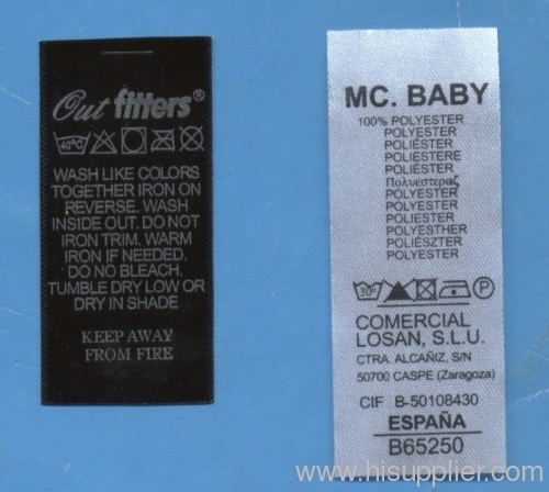 garment accessories;printed label