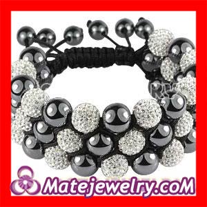 Shamballa 3 row crystal hematite bracelets