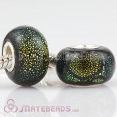 european Style Dichroic Foil Glass Beads With 925 Sterling Silver Core