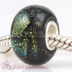 european Style Dichroic Foil Glass Beads With 925 Sterling Silver Core