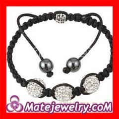 Shamballa 3 Inspired White Crystal Beads String Macrame Friendship Bracelets