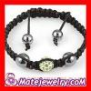 Shamballa Inspired Macrame Friendship String Bracelets with Green Crystal Beads and Hematite