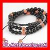 Shamballa Fashion Long Onyx Faceted Black Agate Alloy Orange Crystal Unisex Necklace