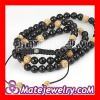 Shamballa Fashion Long Onyx Faceted Black Agate Alloy Yellow Crystal Unisex Necklace