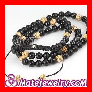 Yellow&Black Agate Crystal Unisex Shamballa Necklace