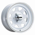 white steel wheels