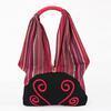 Cotton and Jute classic ethnic stripe local embroid decorative pattern handbag shoulder bag(Red)