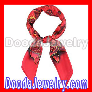 Hand Painted Large Square Silk Scarves Hand Painted red Silk head Scarf wholesale