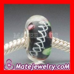 Chamilia 925 sterling silver single core glass black bead wholesale