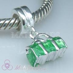 european Style 925 Sterling Silver Enamel Green Bag Beads For european Chamilia Biagi Jewelry Necklace