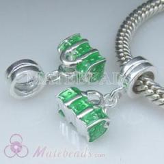 european Style 925 Sterling Silver Enamel Green Bag Beads For european Chamilia Biagi Jewelry Necklace