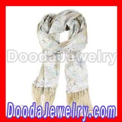Wholesale Long Oblong Designer White Silk Scarf At Cheap Price