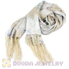 Wholesale Long Oblong Designer White Silk Scarf At Cheap Price
