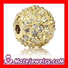 Shamballa 10mm Gold plated Sterling Silver Disco CZ Stone Ball Beads