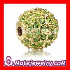 Shamballa 10mm Gold plated Sterling Silver Disco Green CZ Stone Ball Bead