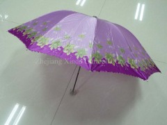 3 fold pink outside folding umbrella