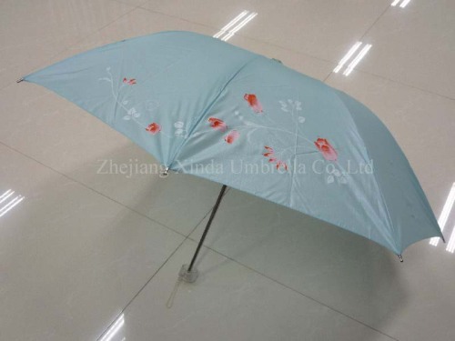3 fold outside folding polyester/pearl manual open umbrella with case