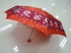 3 fold satin femal/lady manual open umbrella with case