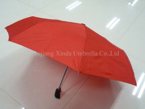 3 fold auto open and close solid color pongee fibre glass ribs umbrella