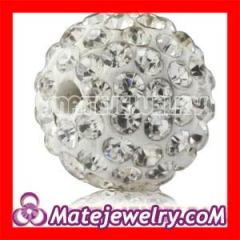 Shamballa 10mm Pave White Crystal Ball Beads