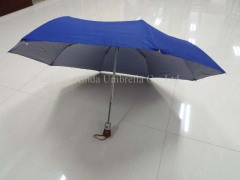 3 fold auto open and close polyester/silver coated fibre glass ribs sun umbrella