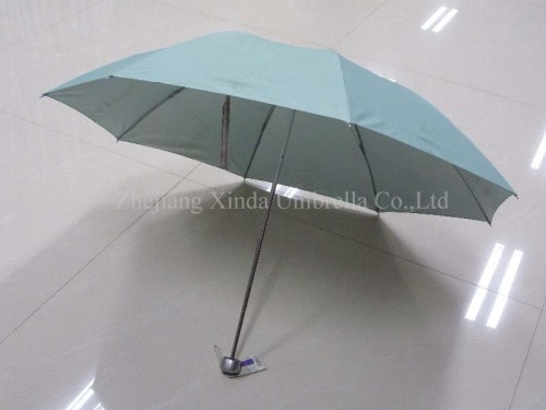 3 fold outside folding solid color polyester/silver coated lady/femal manual open sun umbrella