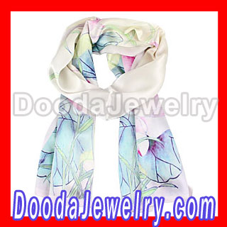 Designer silver Silk Scarf Spurts Draws Long Oblong Silk Scarves Wholesale