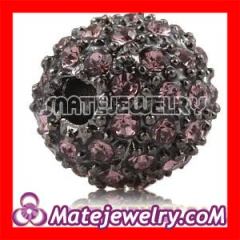 10mm Shamballa Style Handmade Alloy Beads With Pink Crystal Paved