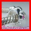 Solid Sterling Silver Spacer Beads with Red CZ Stone
