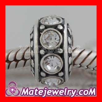 925 Sterling Silver Charm Jewelry Spacer Beads With Zircon Stone Beads