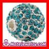 12mm Handmade Shamballa Alloy Beads With Teal Blue Crystal