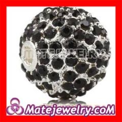 12mm Handmade Shamballa Alloy Beads With Black Crystal