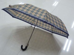 2 fold auto open polyester umbrella with bent pu handle