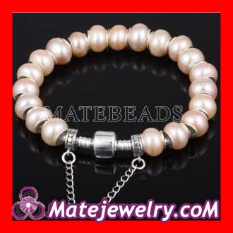 european Freshwater Pearl Bracelet with Silver safty chain