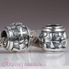 european antique sterling silver bead with cross pattern