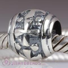 european antique sterling silver bead with cross pattern